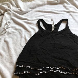 Black cropped top with stitching triangles